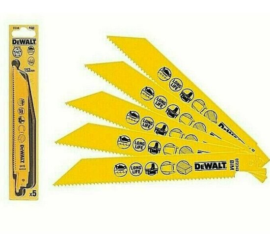 5 X DeWalt Säbelsägeblätter DT2345 BIM Universalsägeblatt 152 mm, 2,5 mm