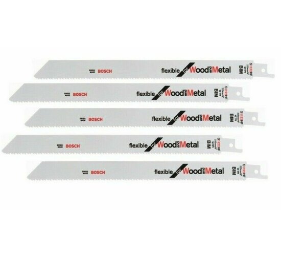 Bosch Professional 5 Stück Säbelsägeblatt S 1122 EF Flexible for Metal 225 x 19