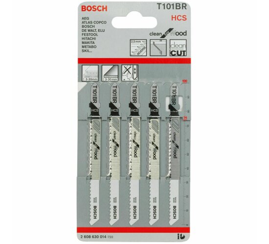 Bosch Professional T 101 BR Stichs&auml;geblatt, Clean for Wood, 5er-Pack