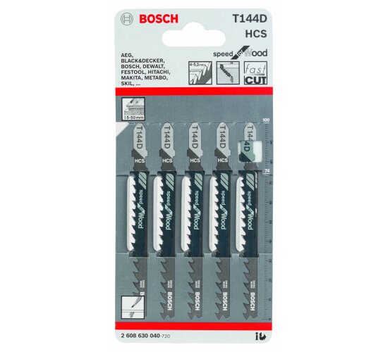 Bosch Stichsägeblatt Speed for Wood T144D 5er Pack