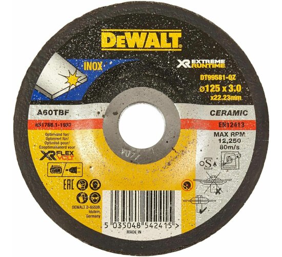 Dewalt DT99581-QZ XR Extreme Runtime Schruppscheibe Metall  125x3mm Flex 54 Volt