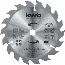 kwb Kraftixx Hartmetall Sägeblatt HM 140x12,75mm 18Z Holz Spannplatte OSB