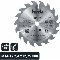 kwb Kraftixx Hartmetall Sägeblatt HM 140x12,75mm 18Z Holz Spannplatte OSB