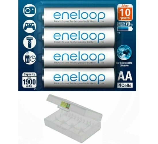 Panasonic eneloop AA Mignon 4 Akku Set BK-3MCCE HR06 NiMh  mit Aufbewarungsbox