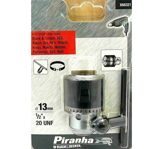 Piranha Zahnkranzbohrfutter Durchmesser 13 mm, mit Schlüssel, 1/2 " X66321