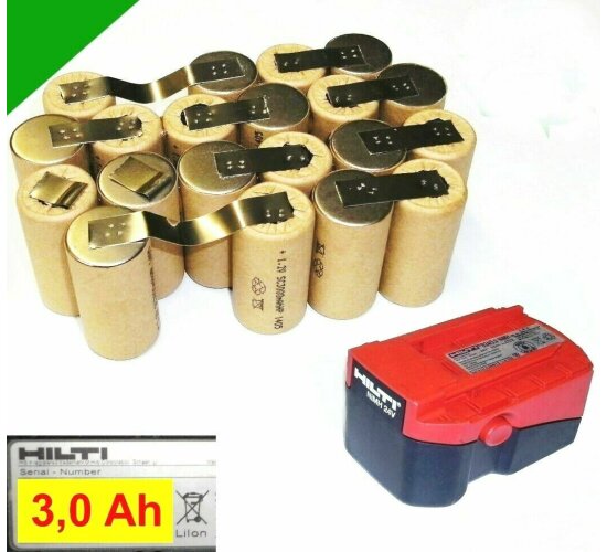 Tauschpack für Original Hilti  Akku 24 V  B24/3,0   3,0 Ah NiMh  Panasonic Zelle