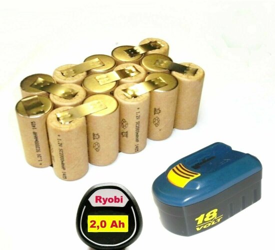 Tauschpack für Original Ryobi Akku 18 V LGB-1817  m. 2 Ah  HP-2000 Markenzelle