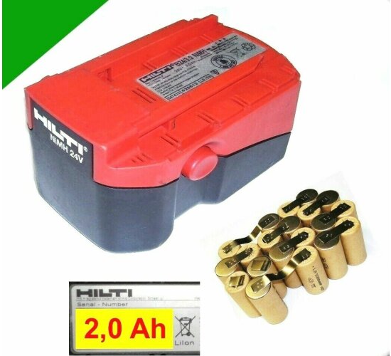 Reparatur Zellentausch  Original Hilti  Akku 24 V  B24/2,0  - 2 Ah NiCd  2000 mAh  HP-2000