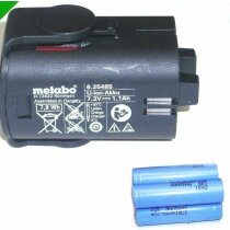 Zellentausch für Metabo Akku 7,2 V 1,1 Ah  7,2 Volt...