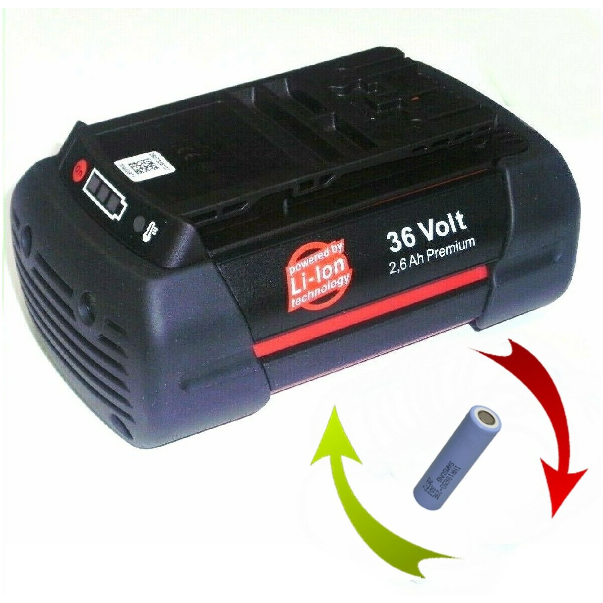 Zellentausch für Original Bosch Rotak 2607336137 ErsatzAkku 36V 2,6
