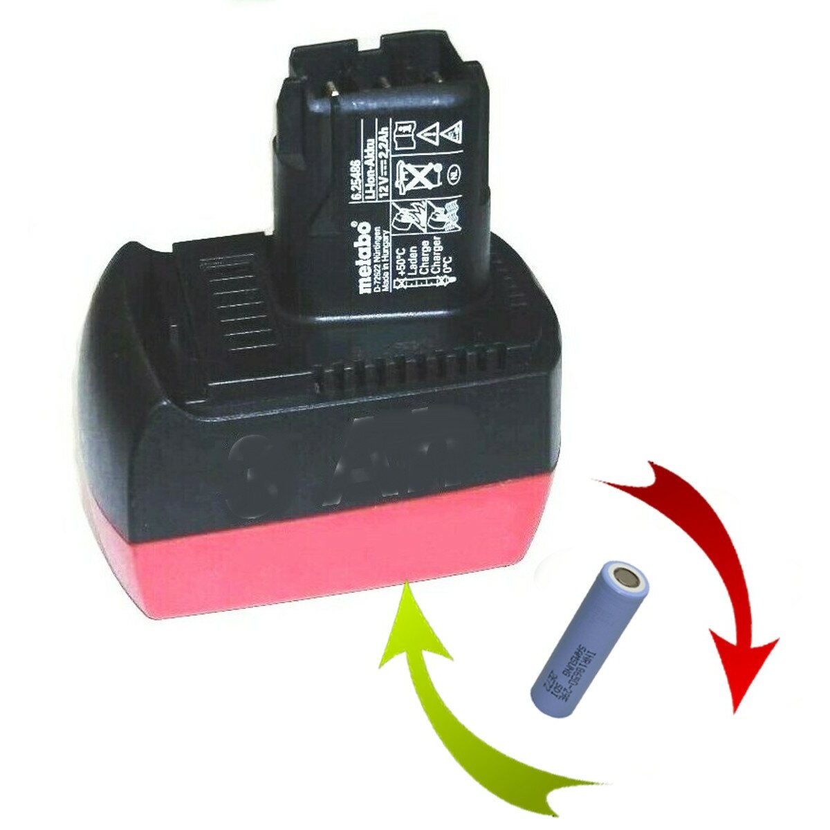 Akkureparatur Zellentausch für Original Metabo Akku 14,4 V