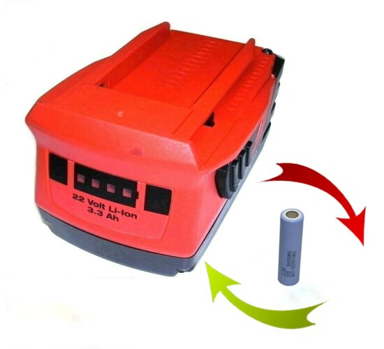 Reparatur Zellentausch Hilti Akku  B 22 / 3.3  Ah Li  22 V 21,6 V  (18+)  3300 mAh