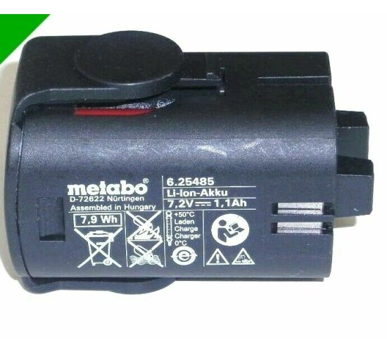 Metabo Akku 7,2 V   mit 3 Ah Li   7,2 Volt   6.25485   /  6.25487