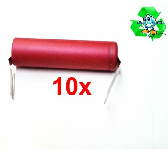 10 x  Akku Sanyo UR18650SA  3,6 V 1300 mAh  20 A