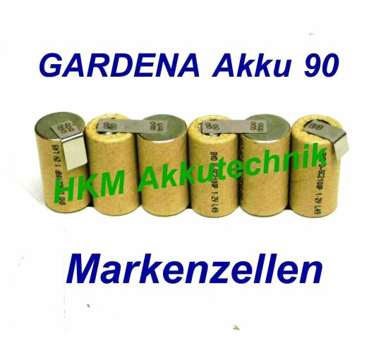 GARDENA Accu 90 Akku 7,2V 1,5 Ah NiCd  Markenzellen  für Original Lader