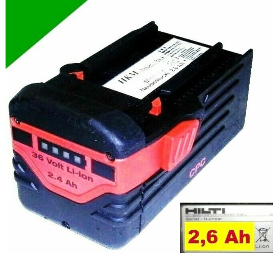 Hilti Akku B 36  Li 36 Volt Li-Ion Neubestückt 2,6 Ah.2600 mAh