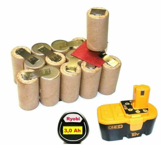 Tauschpack für  Ryobi Akku  18 V  BPP 1817 / 1820  mit 3,0 Ah   NiMh