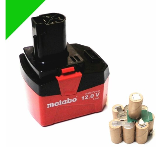 Zellentausch für Original  Metabo   Akku 12 V -2 Ah  NiCd    -- 25472000