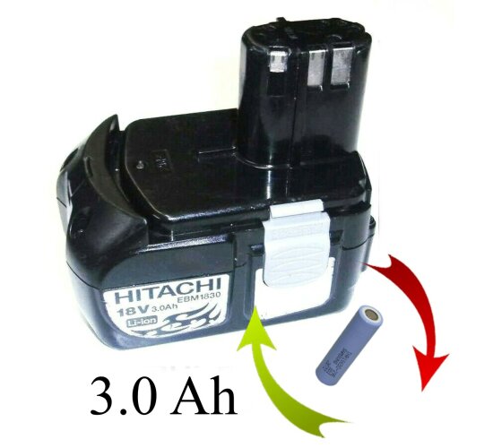 Akkureparatur Zellentausch für Hitachi Akku 18 V Li  EBM 1830  mit 3.0 Ah 3000 mAh
