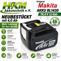 Original Makita Akku 14,4V  Li BL1430 Neubestückt mit 4,0 Ah