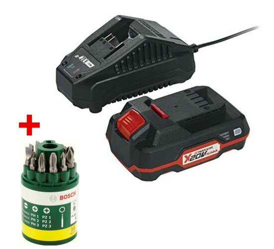 Parkside Akku 20 V   2.0 Ah  PAP 20 + Bosch Bitset 10 Tlg.