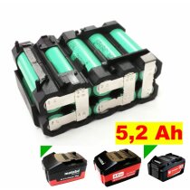 Tauschpack f. Metabo Akku 18 V  5,2 Ah   625587  /...