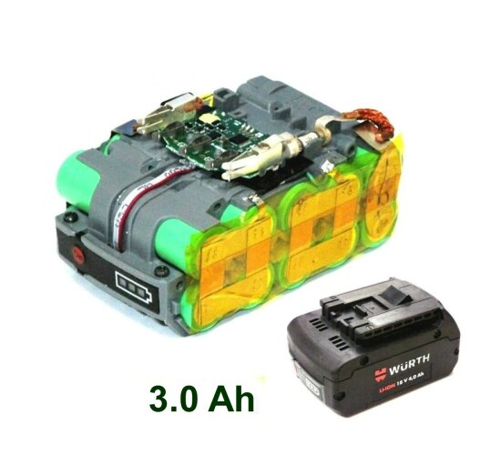 Akkupack für Würth Akku 18 V Li  2,6 Ah --  0700 916 530 mit 3.0 Ah u. LED