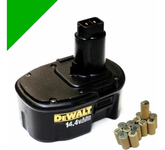 Zellentausch Dewalt Akku 14,4 V  mit 2,4 Ah NiCd  Sanyo  Zellen    DE9091