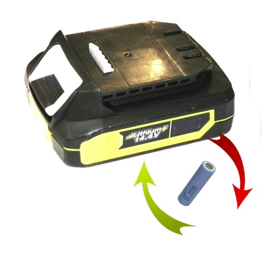 Reparatur Zellentausch für Ryobi Akku 14,4V Li 1,5 Ah RB14L15 mit 2.0 Ah 2000 mAh