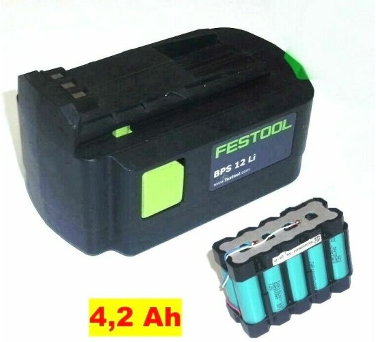 Zellentausch für Original Festool Akku BPS 12 Li  12 Volt mit  4,2,Ah   4200 mAh