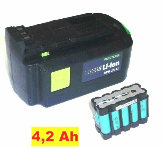 Zellentausch für Original Festool Akku BPS 15 Li  14,4 Volt  mit 4,2 Ah 4200 mAh