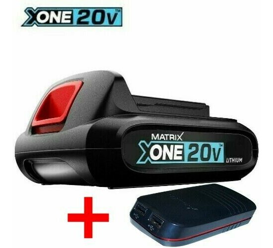 Matrix Akku X-One, 20 V mit 1,5 Ah + USB Powerbank Adapter 2 fach