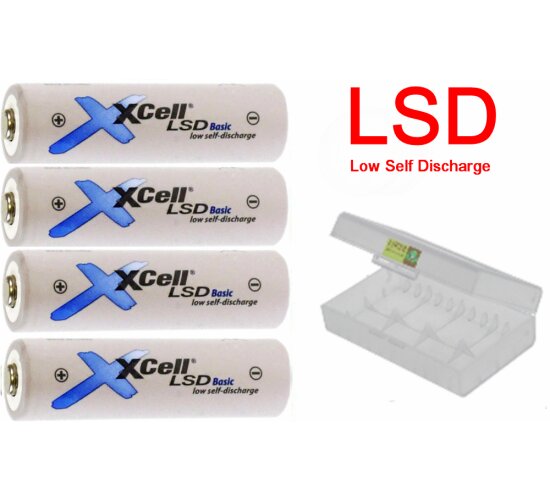 4 x XCell LSD-Basic Mignon (AA)-Akku NiMH 2100 mAh 1.2 V + Box