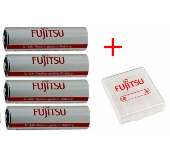 4x Fujitsu Panasonic AA Akku 1,2V 2700mAh HR3UAEU mit Aufbewahrungsbox ,