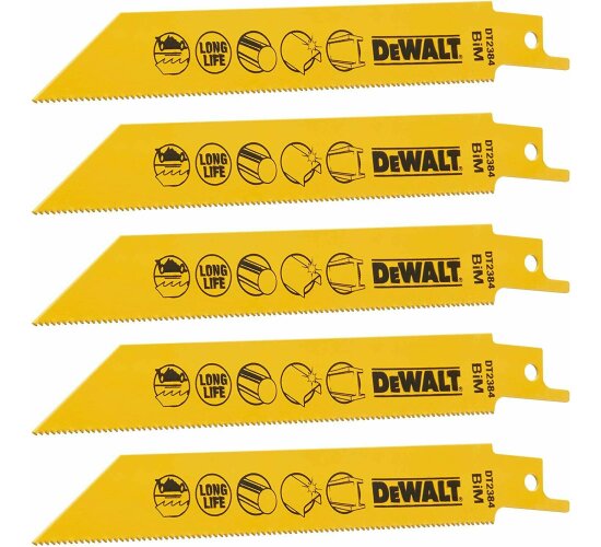 5 X DeWalt BI-Metall Sägeblätter  152 mm, Zahnteilung: 1.8 m DT2384