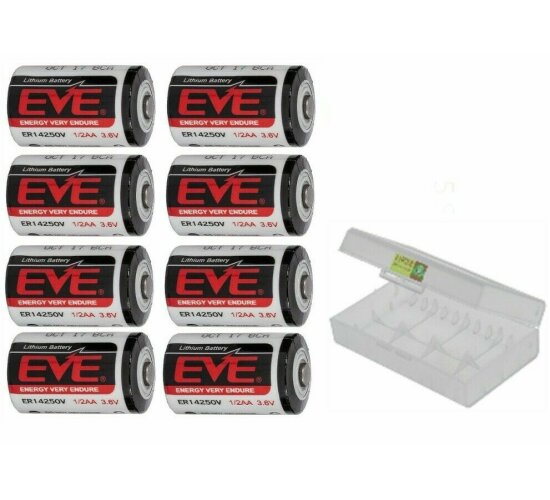 8 x EVE ER14250 LS14250 1/2 AA Lithium-Thionylchlorid 3,6 V  plus Box