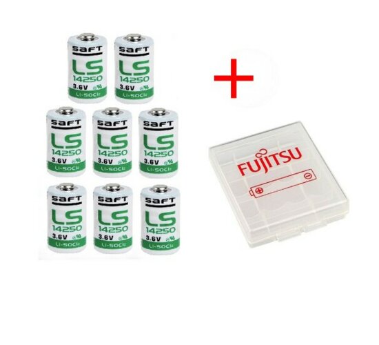 8 x Saft Batterie LS14250 1/2 AA Lithium-Thionylchlorid 3,6 V mit Box