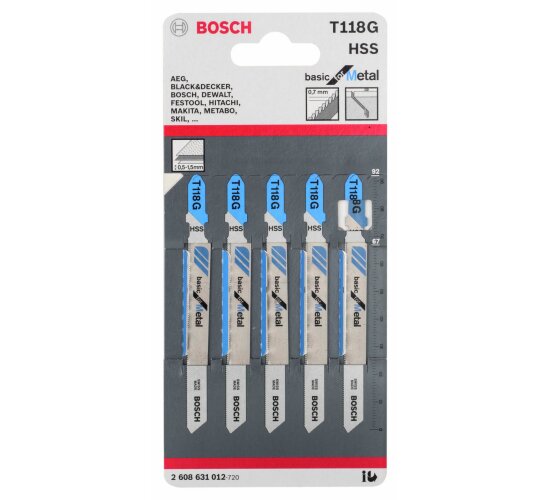 Bosch Stichsägeblatt Basic for Metal T118G 5er Pack