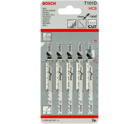Bosch Stichsägeblatt T 101 D Clean for Wood 5er-Pack 2608630032