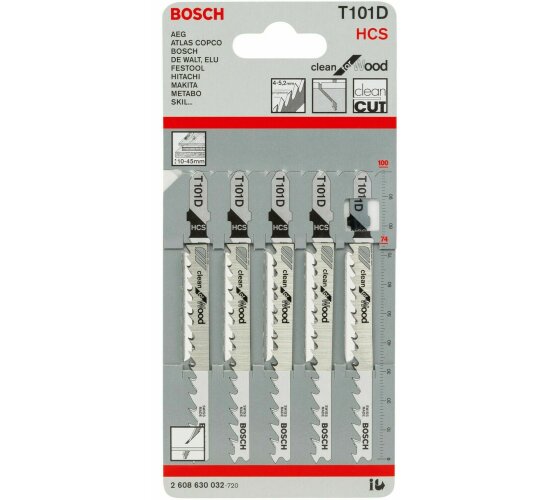 Bosch Stichsägeblatt T101D Clean for Wood 5er-Pack 2608630032