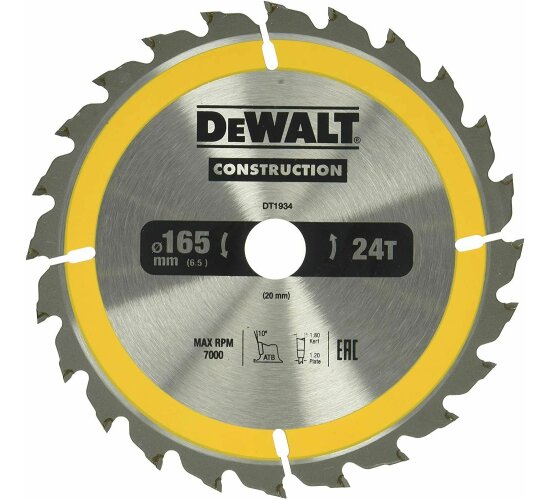 DeWalt Bau-Kreissägeblatt  216 x 30 mm 24WZ, für schnelle Schnitte) DT1952