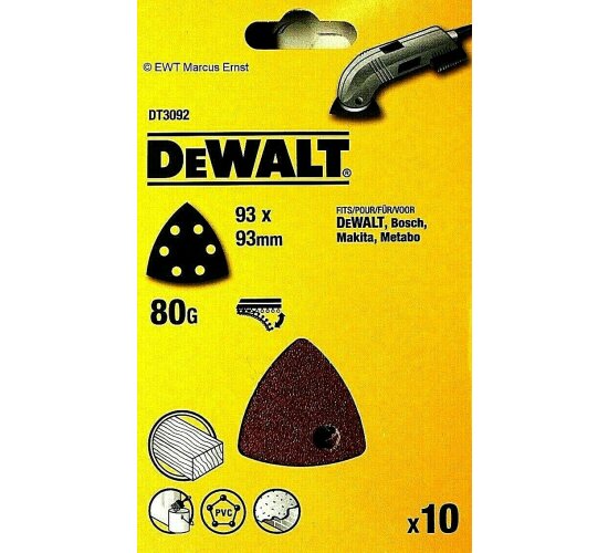 DEWALT Dreieck-Schleifpapier DT3092 K80 10 St. Klettfix, f. z.B. D26430