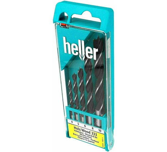 Heller Tools 333 CV Holzspiralbohrer, Silber-Schwarz, 4/5/6/8/10 mm
