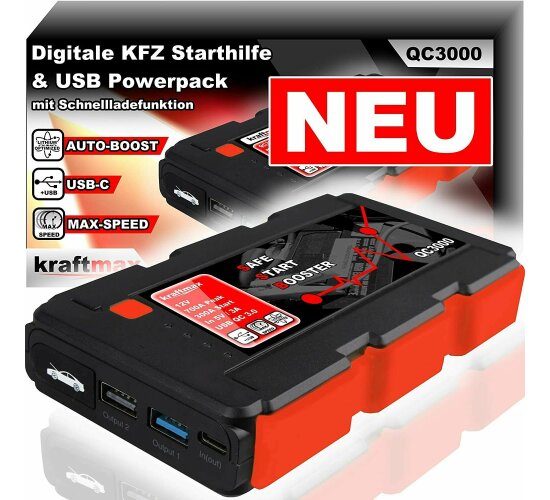 NINETEC Jump Starter 12V 10.000 mAh KFZ PKW Auto Starthilfe