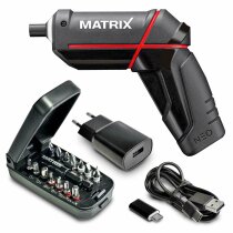 Matrix Akkuschrauber NEO 4 Volt, 5,5 NM Drehmoment, Powerbank , Zubehör, Bits