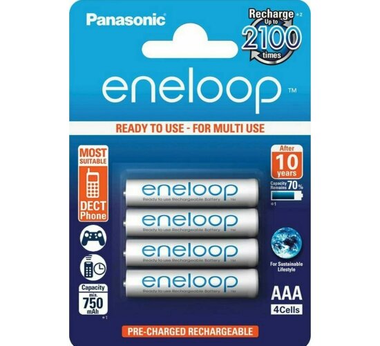 Panasonic Eneloop AAA Akku 4er Blister R03 BK-4MCCE/4BE DECT Telefon Hobby