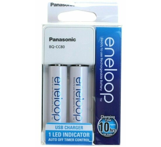 PANASONIC LADEGERÄT 2 ZELLEN USB/IN LADEGERÄT INKL. 2XAA 1900 MAH K-KJ80MCC20USB