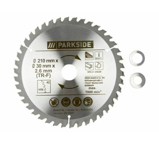 PARKSIDE Kreissägeblatt HM PKSB 210 mm, aus Stahl HM TCT 42 Zähne Hartmetall