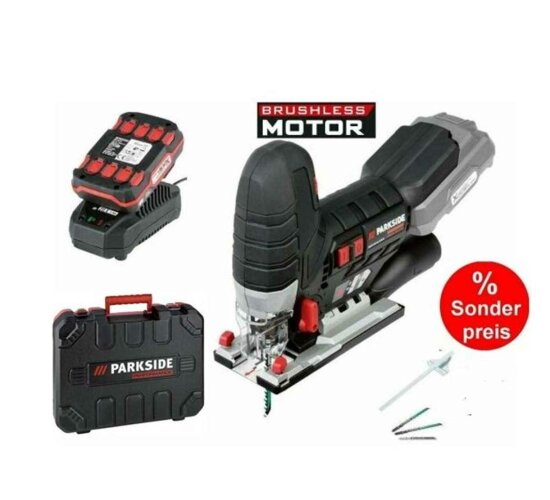 Parkside Performance PSSPA 20-Li Akku-Stichsäge X 20 V Team Akku 2.0 Ah Ladegerät