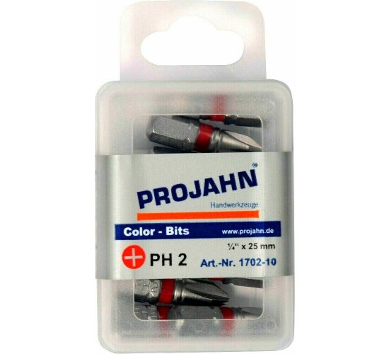 PROJAHN Color 1/4 markierter Bit L25 mm Phillips Nr 2 10er-Pack PH2 1702-10